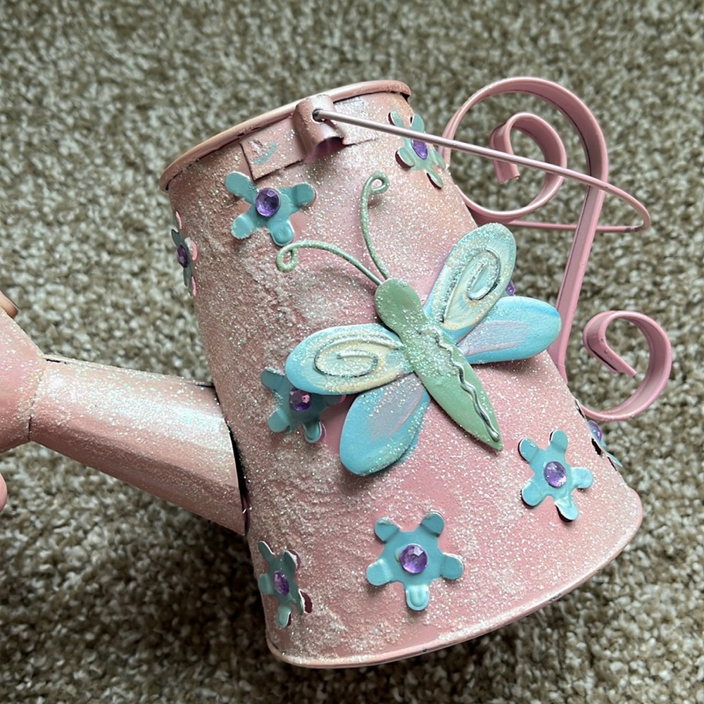 Decorative Pink Spring Watering Can - Picture 5 of 5